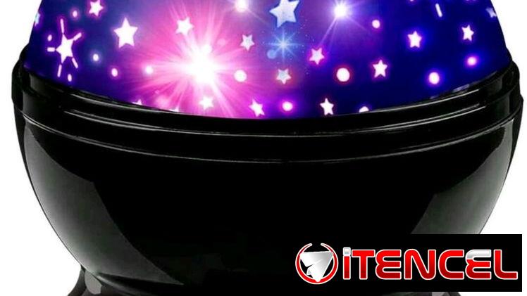 Proyector de estrellas con rotación de 360 grados, 4 bombillas LED, 16 colores, carga USB