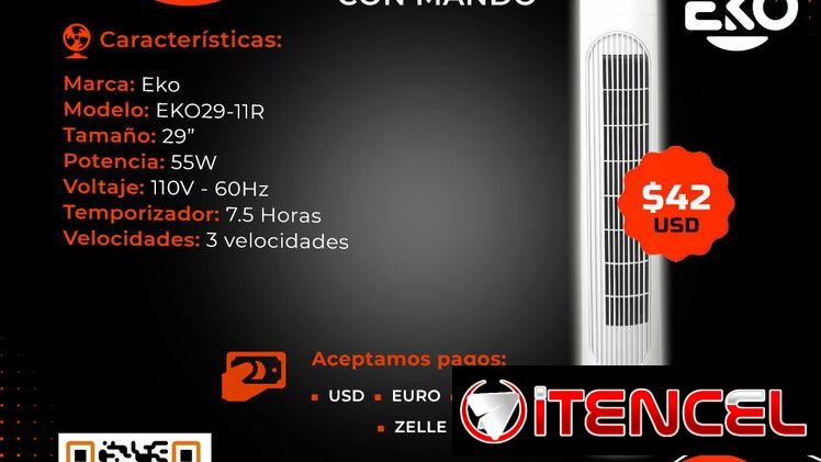 🔰 40 USD 🔰 VENTILADOR DE TORRE MARCA  EKO TAMAÑO 29″. MENSAJERÍA GRATIS CON FACTURA Y GARANTÍA. TLF 44833699