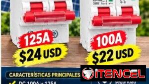 ⚡ Breaker DC 100A 2 Polos 1000V para Paneles Solares | $22 USD