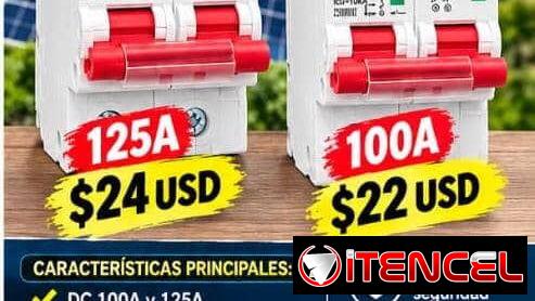 ⚡ Breaker DC 100A 2 Polos 1000V para Paneles Solares | $22 USD