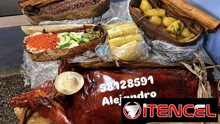 Puerco, asado, pierna, asado, comida cubana, comida criolla — foto 1