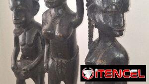 Juego de 3 estatuas africanas de madera.
