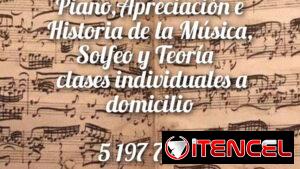 Imparto clases de Piano, Apreciación, Historia de la Música Solfeo y Teoría. Tel.5I977530