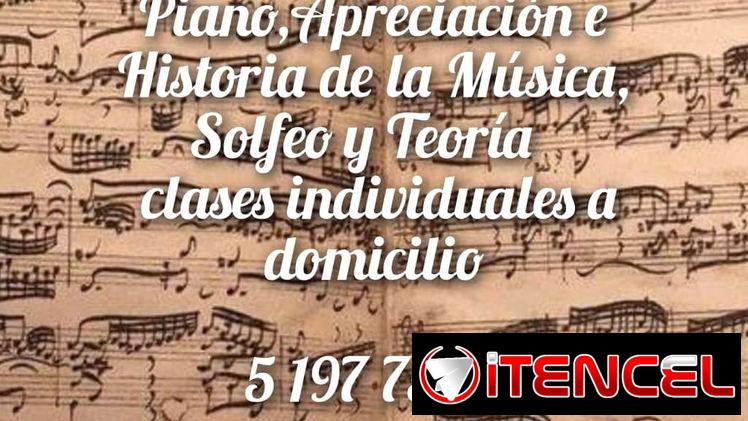 Imparto clases de Piano, Apreciación, Historia de la Música Solfeo y Teoría. Tel.5I977530