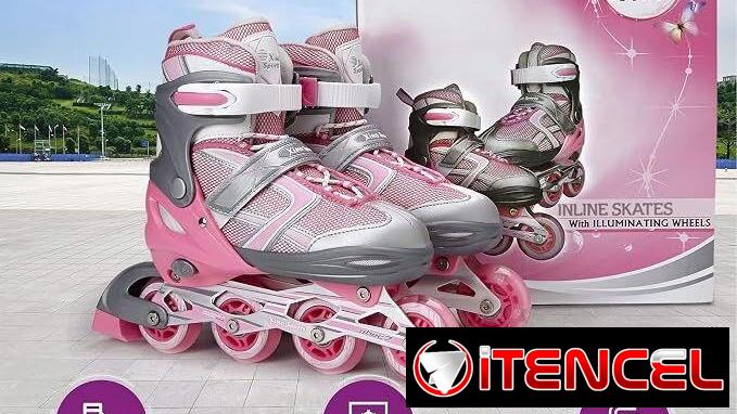 Patines en Línea Ajustables para Niña – Rosa y Gris nuevos