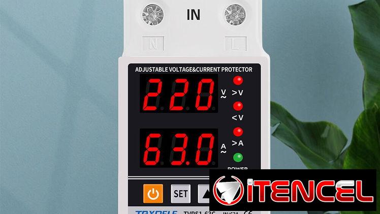 Braker y protector de alto y bajo voltage con relé y ajustable 63A 120V y 240v