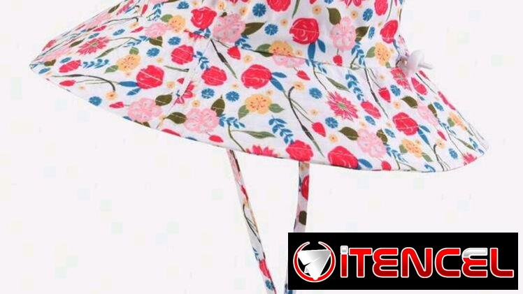 Pamela o sombrero de bebé para verano con protección solar y autoajustable en color rosa y flores 3-12m y 1a3 años
