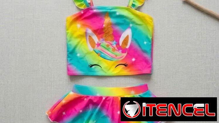 Traje de Baño Infantil de Unicornio 5-6 Años