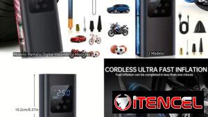 INFLADOR DE NEUMÁTICOS PORTÁTIL RECARGABLE