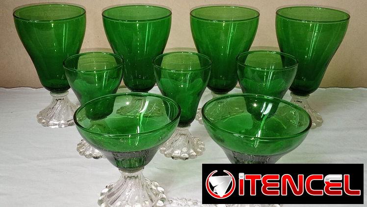 Vendo copas de cristal verde (vintage)