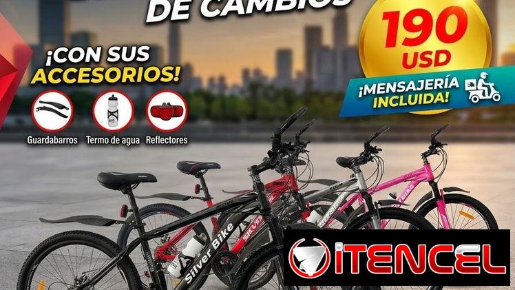*BICICLETA 26″ SILVER BIKE*   CON CAMBIOS  *Colores:* negro, rosado, gris, plateado , rojo y negra y gris  *Material* Al