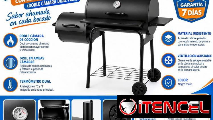 🔥🥩 ¡PARRILLA DE CARBÓN CON AHUMADOR LATERAL! 🥩🔥