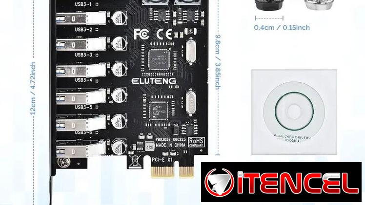 Tarjeta de Expansión PCIe Eluteng 7 Puertos USB 3.0 – Nueva
