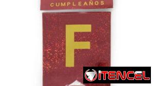 Banderin Feliz Cumpleaños Rojo con Brillo(TC)