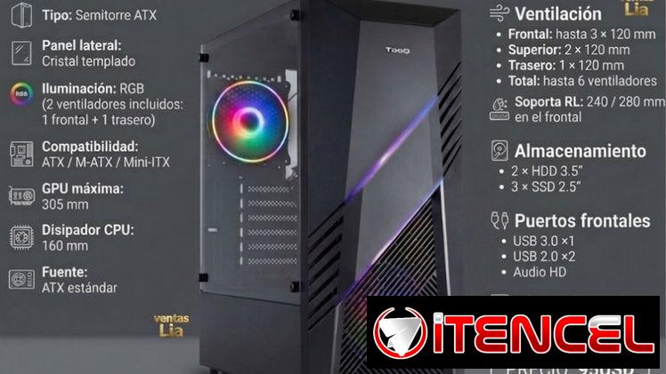 Chasis Gaming TooQ Biohazard ATX (Incluye 2 Fanes RGB y Frontal RGB)