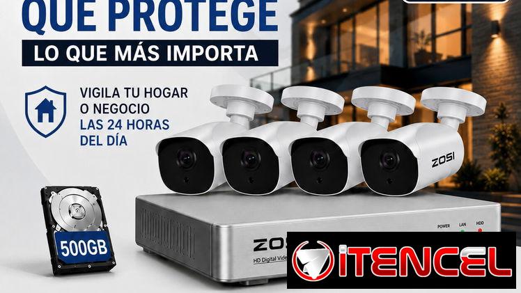 Kit de 4 cámaras 1080P +500gb DISCO DURO y DVR de 8 canales
