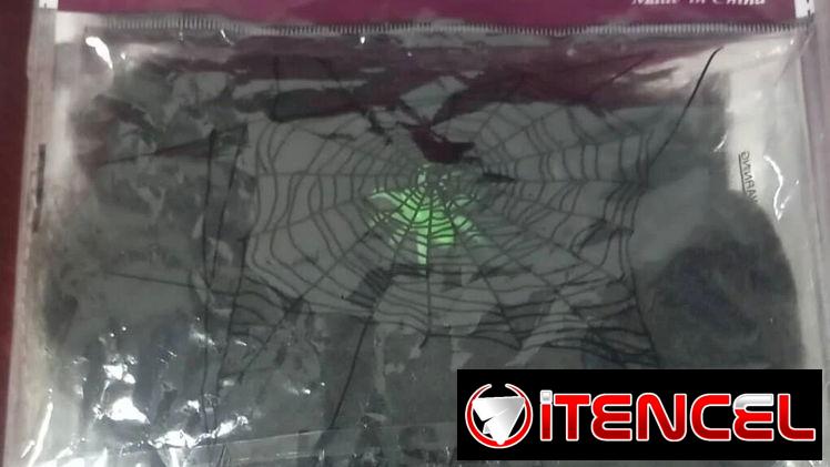 Tela de Araña Negra con Arañita Verde(TC,)
