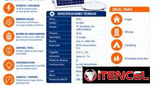 Ventilador Recargable De Pedestal Con Panel Solar