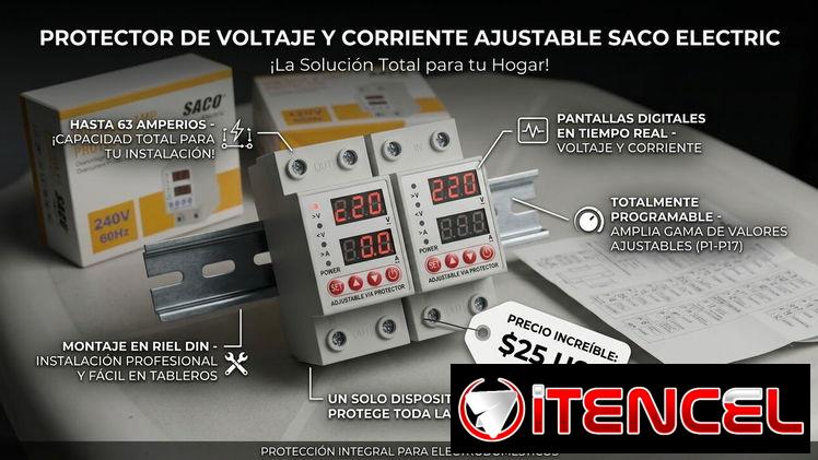 Regulador de voltaje y protector de línea programable de 220/110v 63A