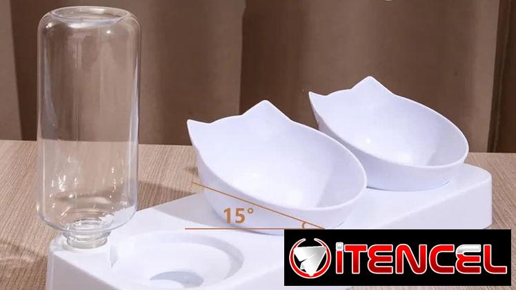 Comedero 3 en 1 Diseño Orejas de Gato / Color Blanco — foto 4