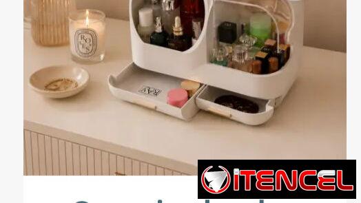 **Organizador de Maquillaje con Espejo LED y VENTILADOR**