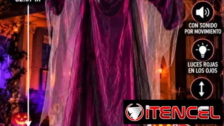 Bruja extra grande de 210 cm con luces, sonidos y sensores de movimiento🧙♀️🧹 lo más exclusivo y terrorífico para ti