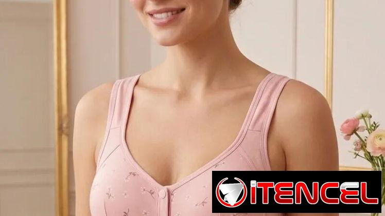 Sujetador de Algodón con Cierre Frontal y Estampado Floral Rosa Talla 40/90