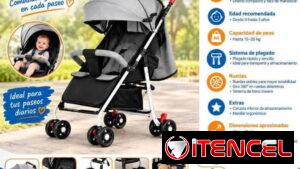 Cochecito de bebé – Precio: 50 USD* Color: Negro 🌞 Capota Ajustable Protección contra sol y viento 🪑 Asiento