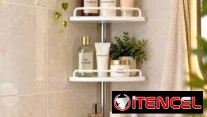 Esquinero Ajustable para Baño — $26 USD  Aprovecha cada rincón de tu baño y mantén todo organizado.