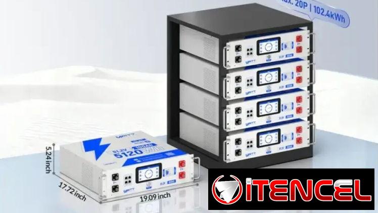 Batería LiFePO₄ WattCycle 48V 100Ah Server Rack Bluetooth – Active Balancing