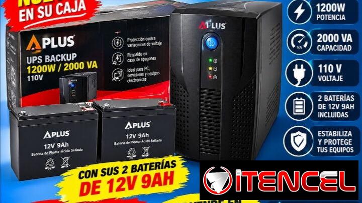 ESTABILIZA Y PROTEJA SUS EQUIPOS INFORMÁTICOS BACKUP APLUS 1200 W NUEVO EN CAJA CON 2 BATERÍAS INCLUIDAS DE 12V 9AH