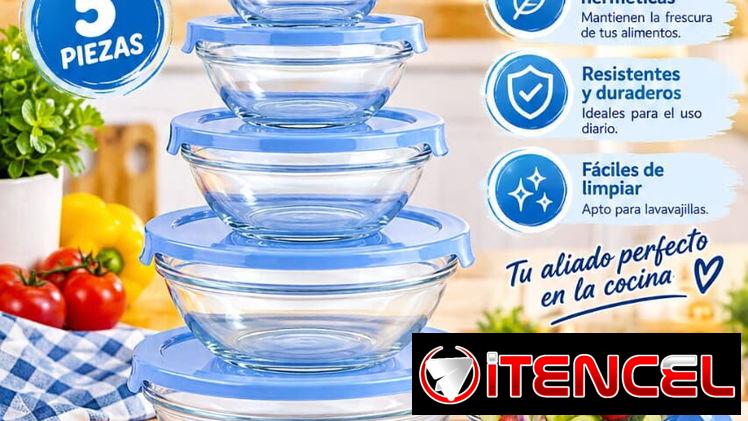 Set de posuelo de cristal con tapa 5 piezas