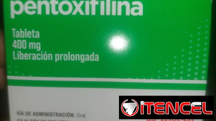 Pentoxifilina 400mg, caja con 30 tabletas vence Septiembre 2027