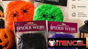Telarañas de halloween decoración  Precio: 2500 cup  Colores disponibles: - Verde - Naranja - Negro - Violeta.