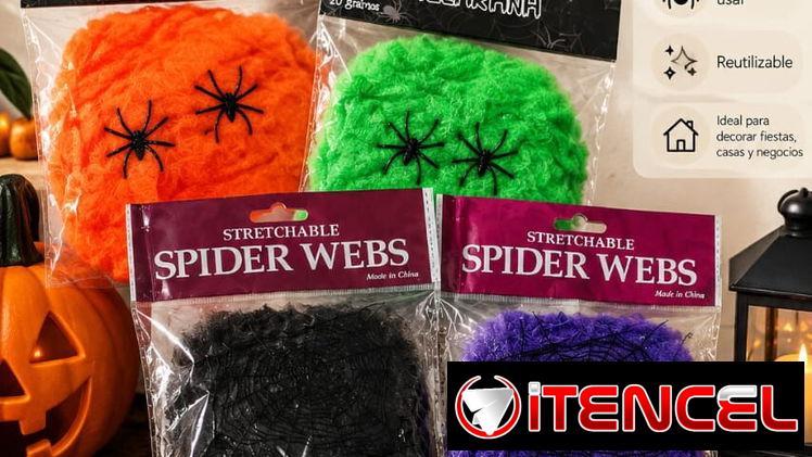 Telarañas de halloween decoración Precio: 2500 cup Colores disponibles: - Verde - Naranja - Negro - Violeta.