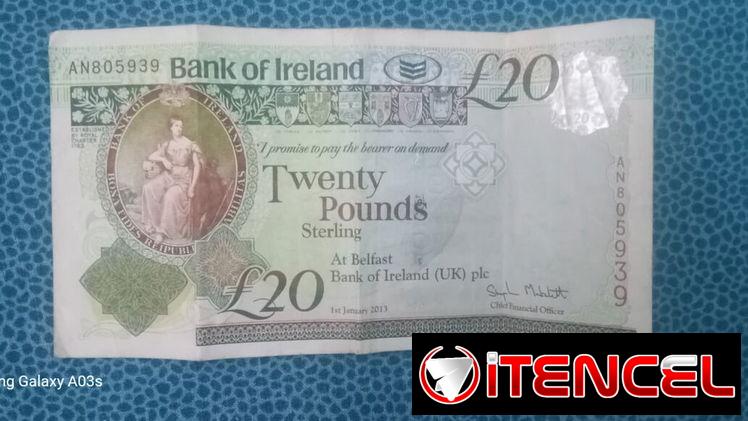 Billete de 20 lb esterlinas