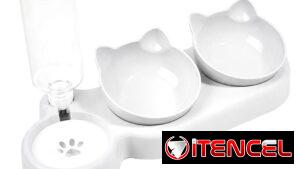 Comedero 3 en 1 Diseño Orejas de Gato / Color Blanco