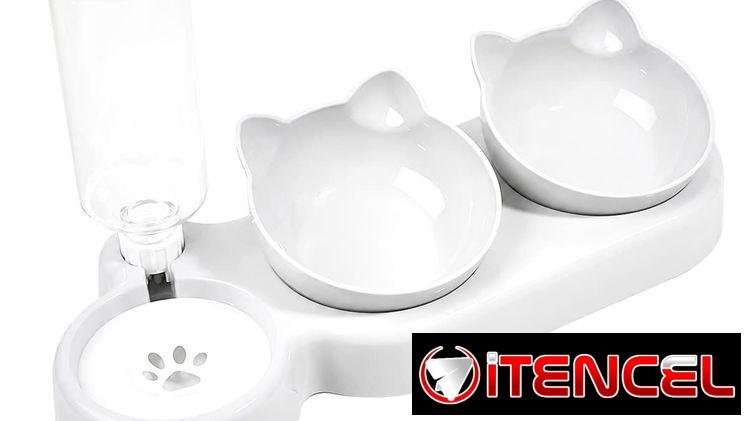 Comedero 3 en 1 Diseño Orejas de Gato / Color Blanco — foto 1