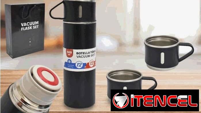 Termo metálico con tres tazas