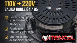 Transformador LIOA 110V → 220V doble salida Ø4/Ø5