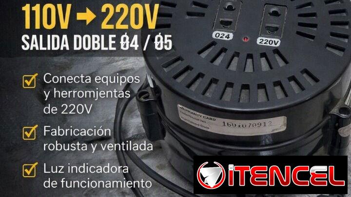 Transformador LIOA 110V → 220V doble salida Ø4/Ø5