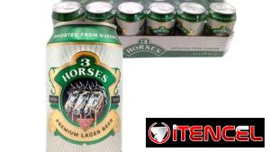 🍺 Cerveza 3 Horses | Premium Lager Beer (Importada de Europa)  Presentación en lata de 330 ml. Ideal para compartir