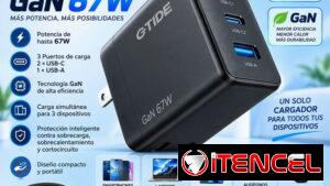 Turbo cargador 67 W con cable Tipo-C a Tipo-C color negro GO671 G-Tide
