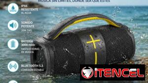 Bocina Unno Tekno Dash TWS Bluetooth 5.3 20W IPX6 Resistente Al Agua RGB USB SD Aux FM Batería 3000mAh / 75