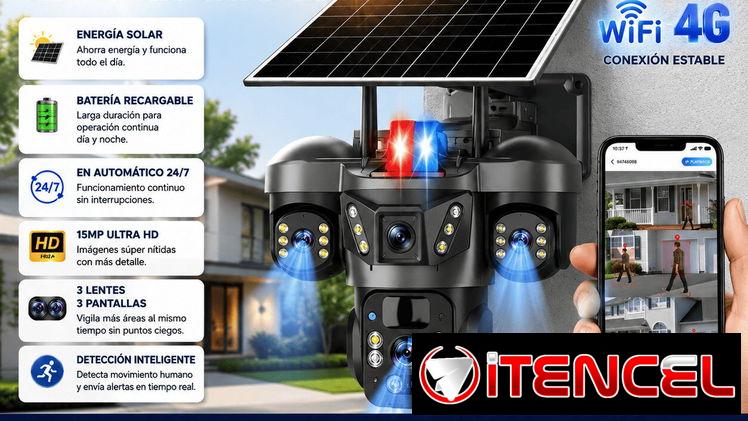 Cámara de seguridad Solar 3 lentes 15mpx