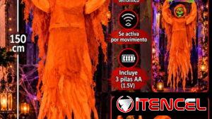 ☠️😱 Calavera colgante con sonido terrorífico, efectos y luces  de 1.5 metros☠️Se activa por sensores de movimiento