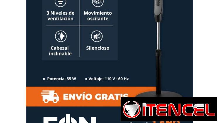 Ventilador de Pedestal marca EÓN, 1 AÑO DE GARANTÍA. DOMICILIO INCLUIDO.