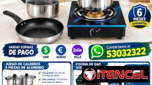 🔥 SUPER COMBO DE COCINA 🔥 🍳 Juego de Calderos (5 Piezas) + Cocina de Gas Vitrocerámica 🍳 ¡Calidad y practicidad