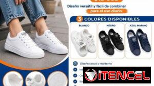 👟 TENIS FASHION BLANCOS – $12 USD  ✨ Diseño versátil y fácil de combinar para el uso diario.