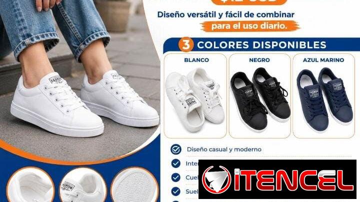 👟 TENIS FASHION BLANCOS – $12 USD  ✨